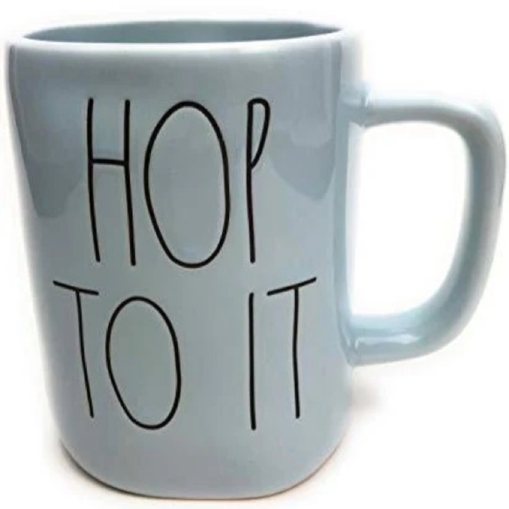 Rae Dunn Blue "Hop To It" Coffee Mug
